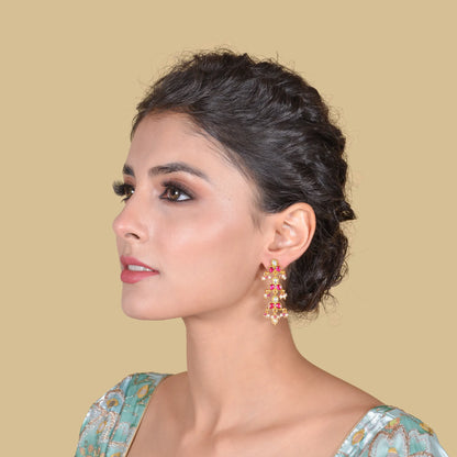 Classic Simple Dangler Jadau Kundan Earrings with Pearl Hangings