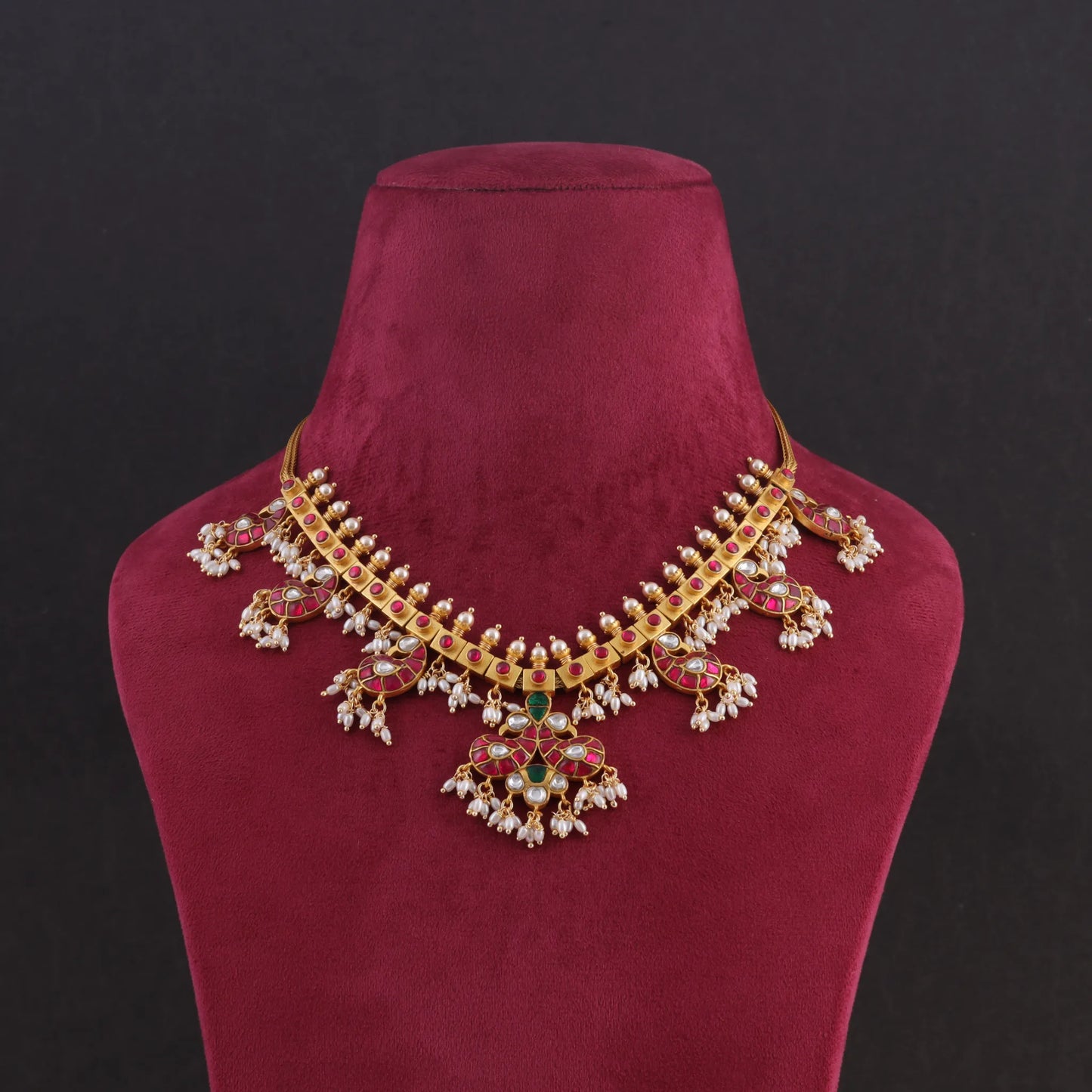 Elegant Light Weight Peacock Motif Jadau Kundan Guttapusalu Necklace