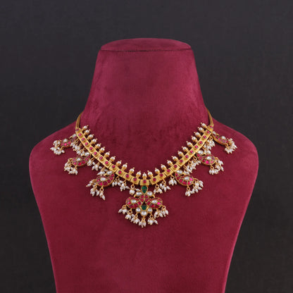 Elegant Light Weight Peacock Motif Jadau Kundan Guttapusalu Necklace