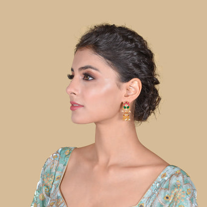 Pretty Jadau Kundan Designer Jhumka Earrings with Pearl Hangings