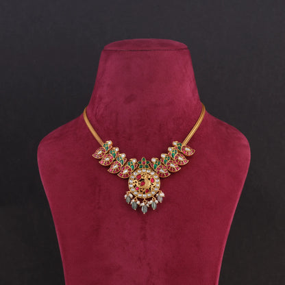 Jadau Kundan Peacock Motif Gold Plated Necklace