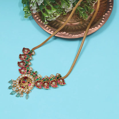 Jadau Kundan Peacock Motif Gold Plated Necklace