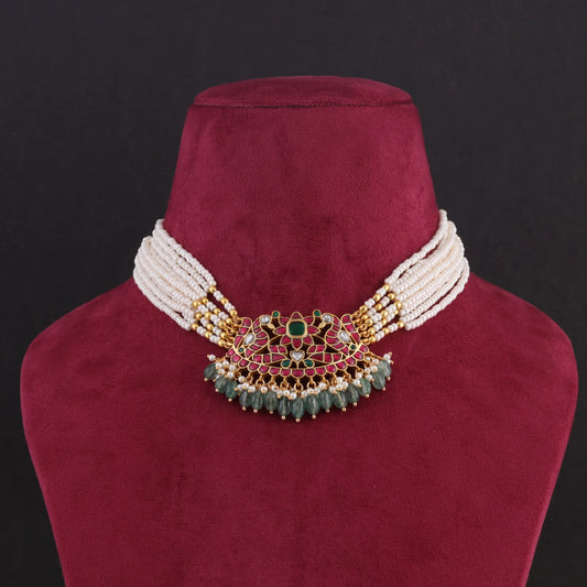 Statement Jadau Kundan Peacock Beads Choker