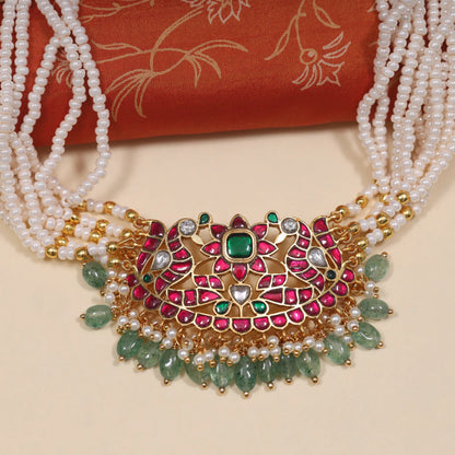 Statement Jadau Kundan Peacock Beads Choker