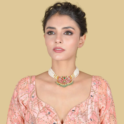 Statement Jadau Kundan Peacock Beads Choker