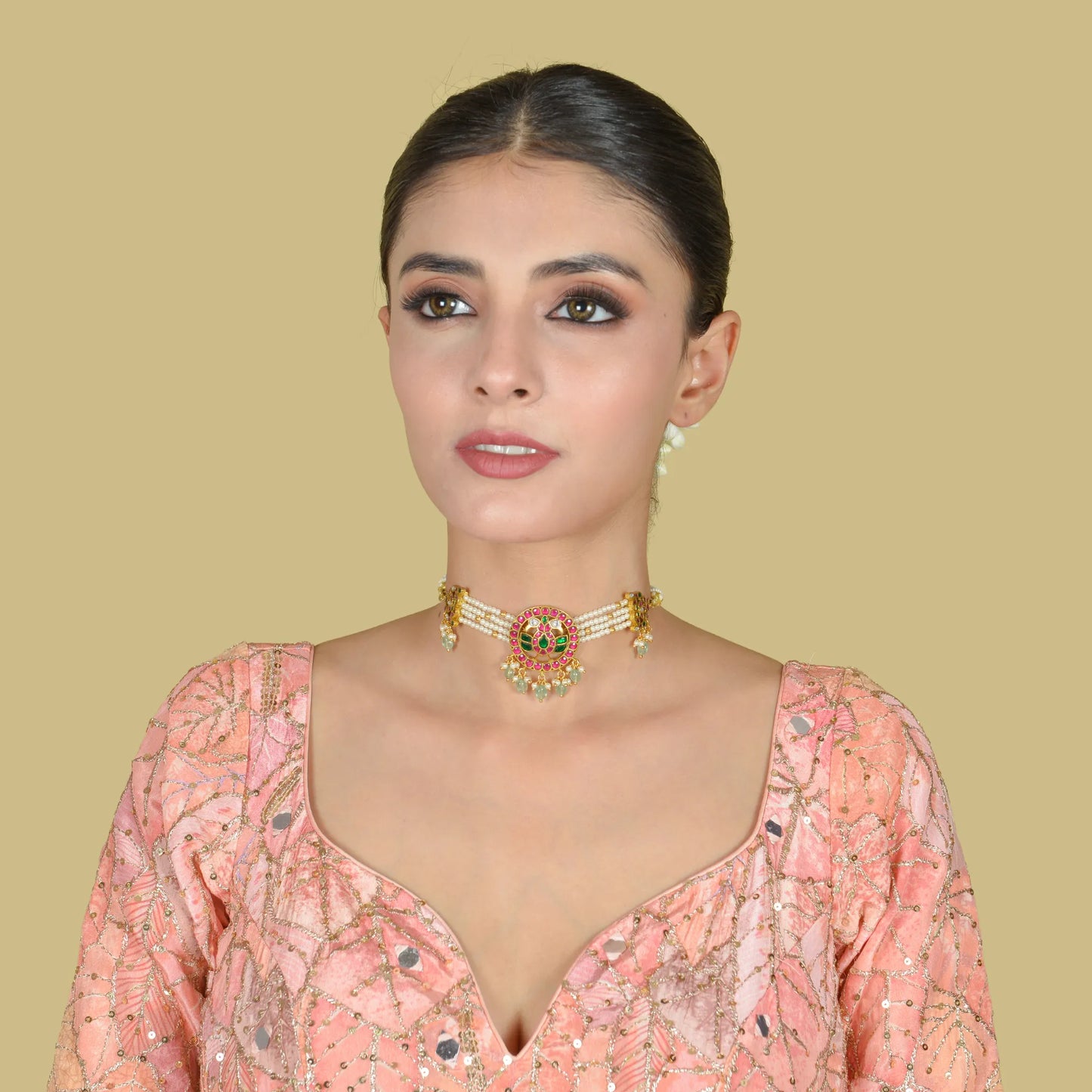 Simple Stylish Jadau Kundan Beads Choker