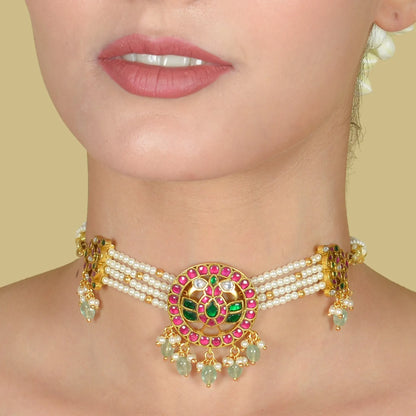 Simple Stylish Jadau Kundan Beads Choker