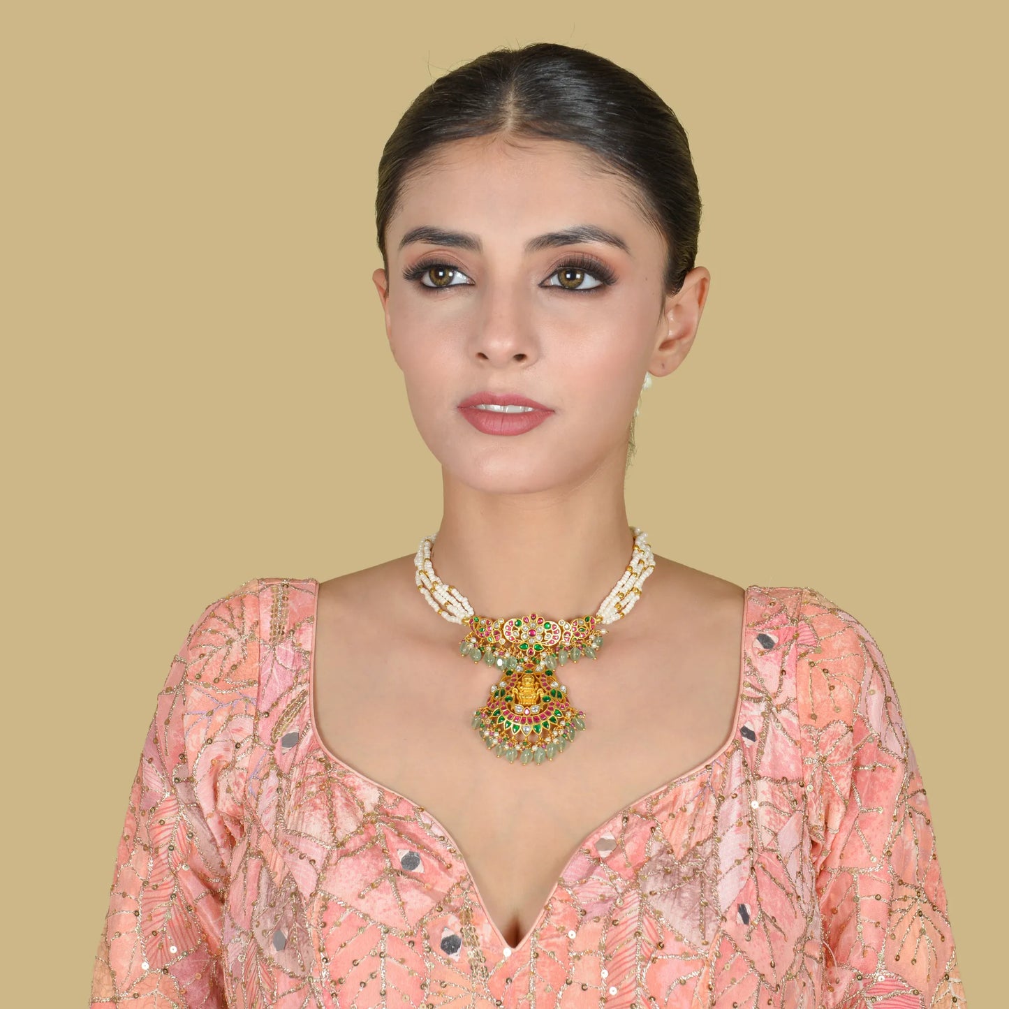 Traditional Lakshmi Motif Jadau Kundan Gold Plated Choker