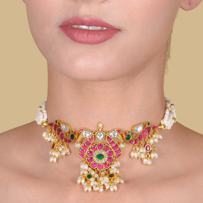 Simple Elegant Peacock Jadau Kundan Choker