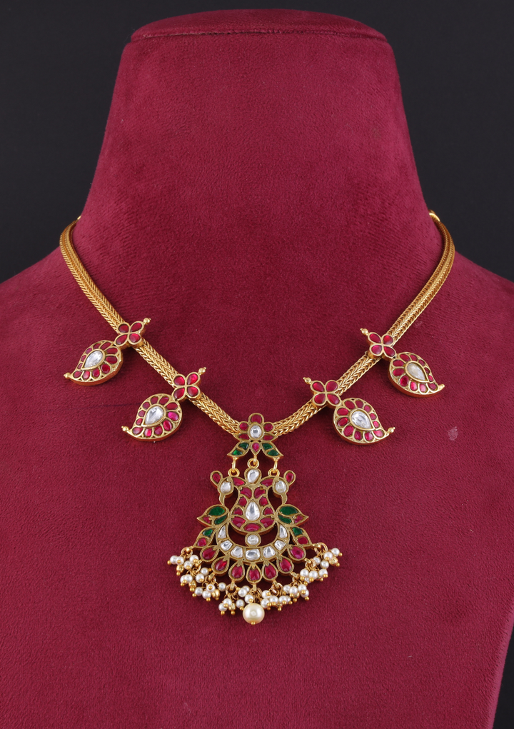 Avni Jadau Kundan Mango Studded Necklace