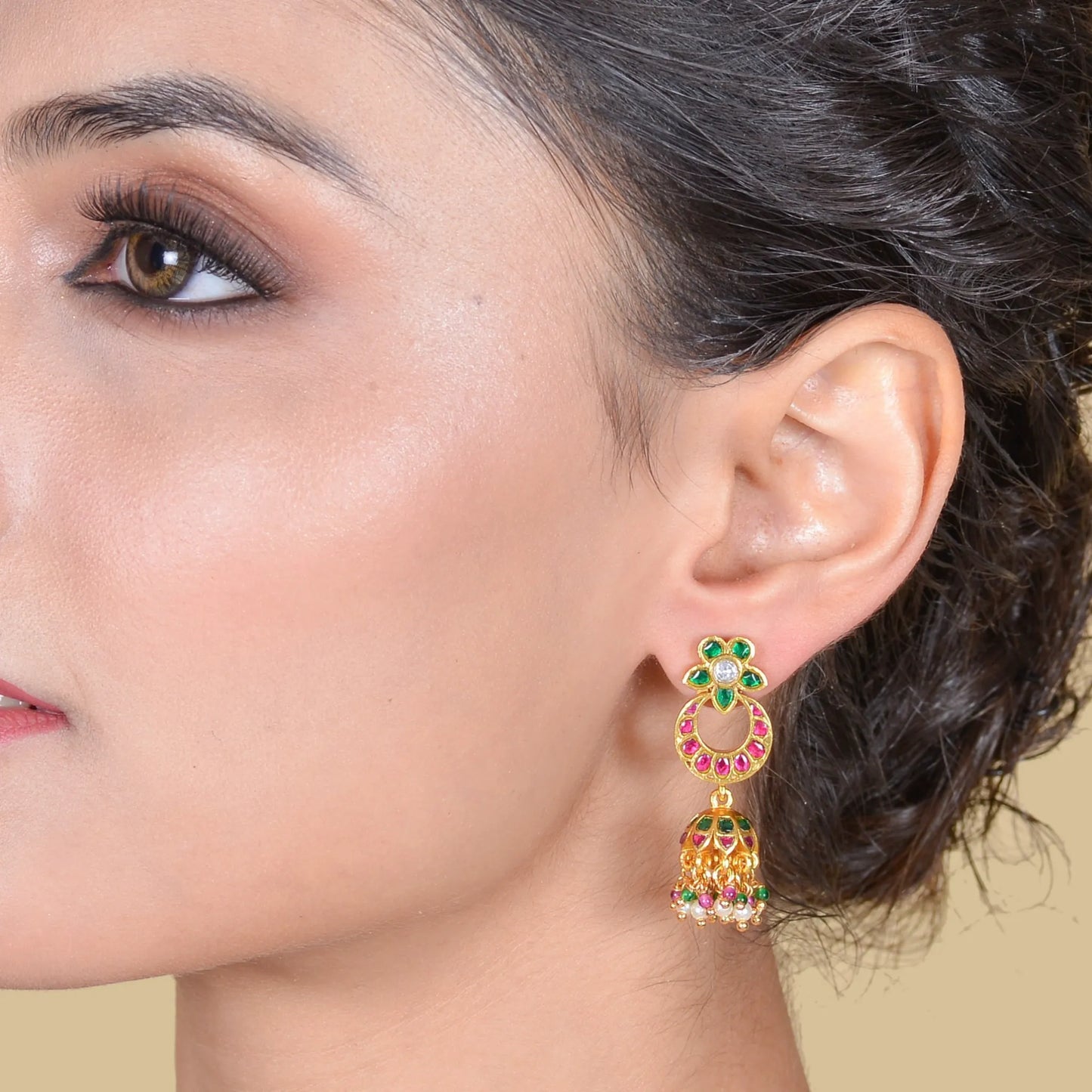 Flawless Jadau Kundan Designer Jhumka Earrings