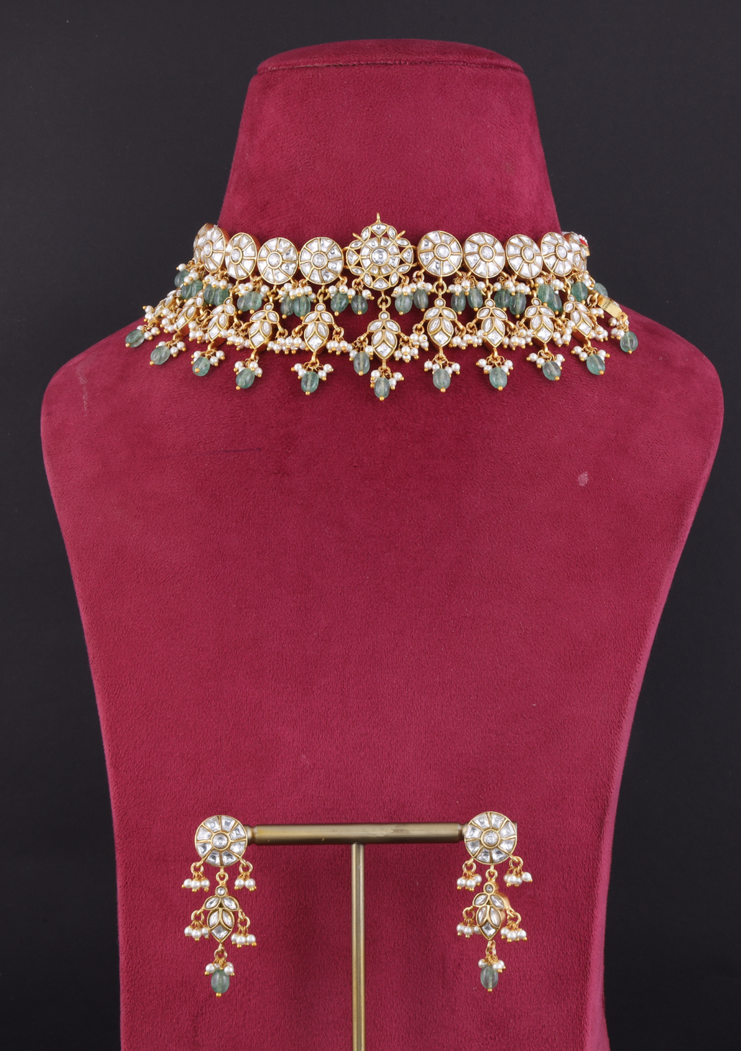 Parisa White Jadau Kundan Necklace Earring Set