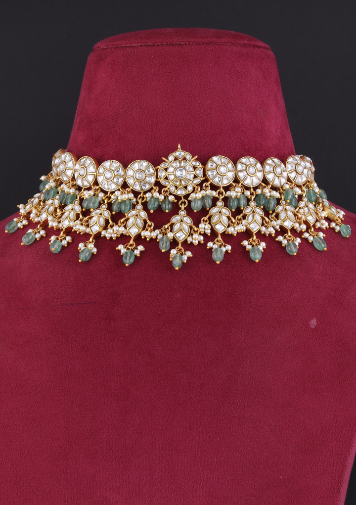 Parisa White Jadau Kundan Necklace Earring Set