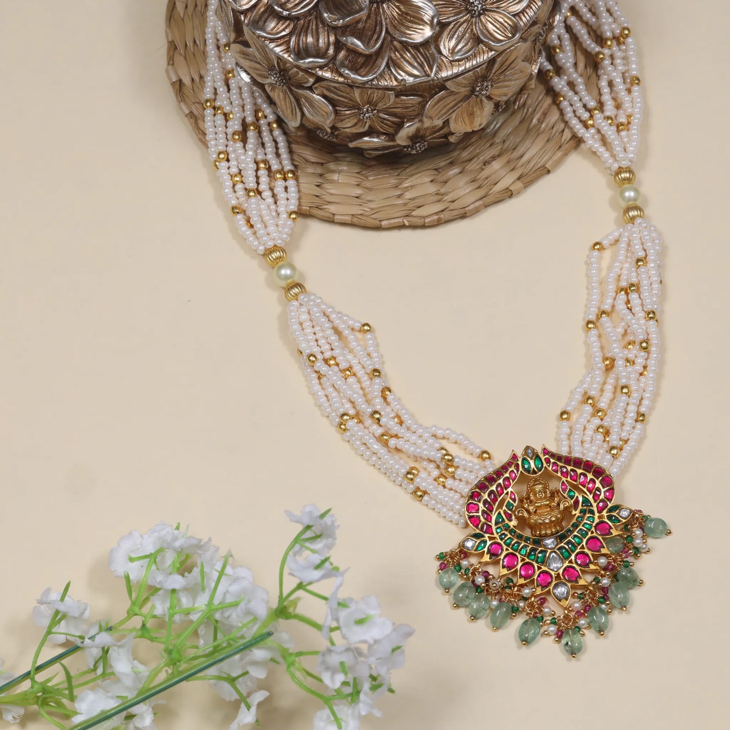 Elegant Nakshi Jadau Kundan Lakshmi Long Necklace