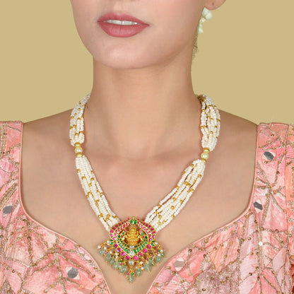 Elegant Nakshi Jadau Kundan Lakshmi Long Necklace