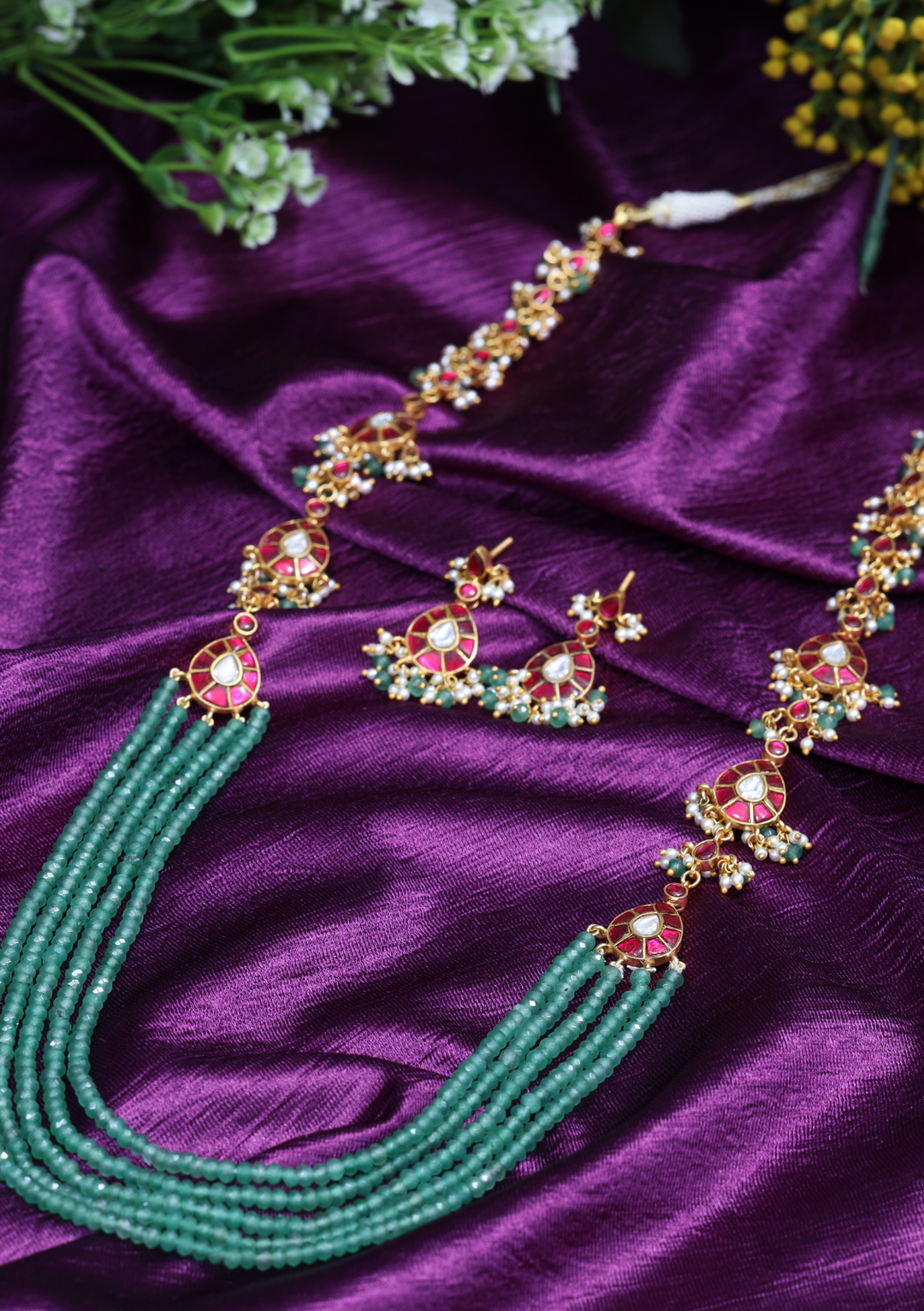 Mudra Jadau Kundan Unique Necklace Earring Set