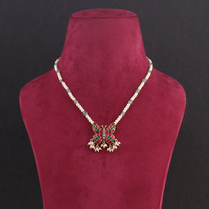 Butterfly Jadau Kundan Designer Gold Plated Necklace