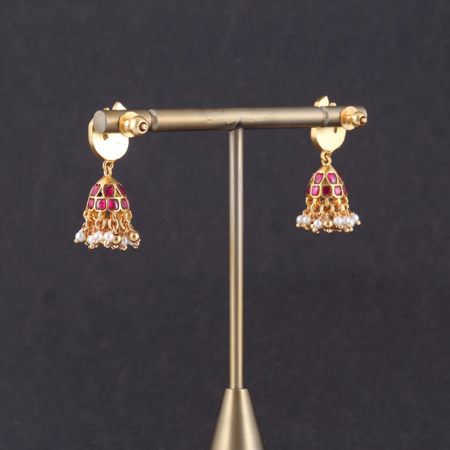 Regal Peacock Jadau Kundan Jhumka Earrings with Pearl Hangings