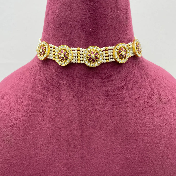 Elegant Jadau Kundan Designer Choker Necklace Earring Set