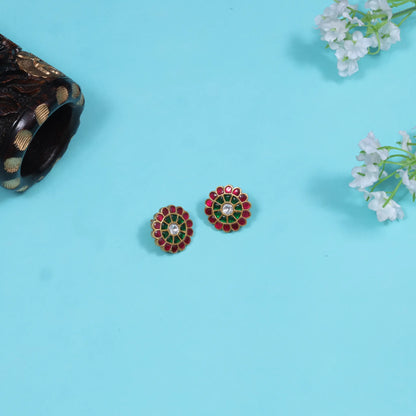 Glorious Jadau Kundan Designer Stud Earrings