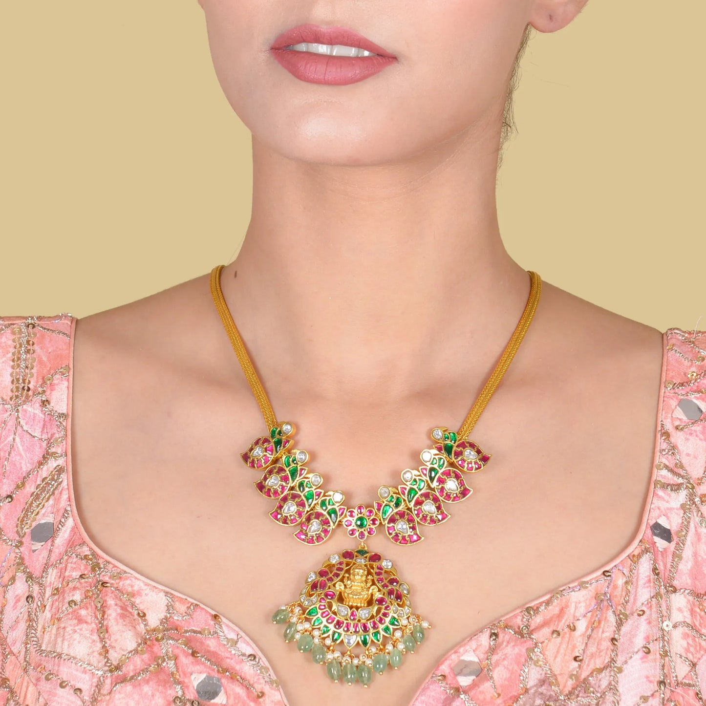 Traditional Mango Chain Jadau Kundan Necklace