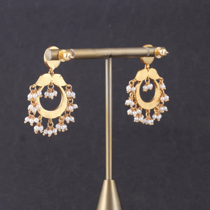 Beautiful Designer Jadau Kundan Classic Earrings with Pearl Beads Hangings