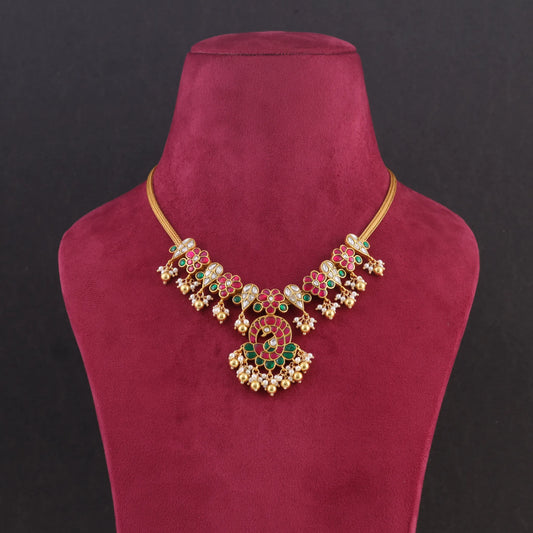 Designer Jadau Kundan Classic Simple Short Necklace