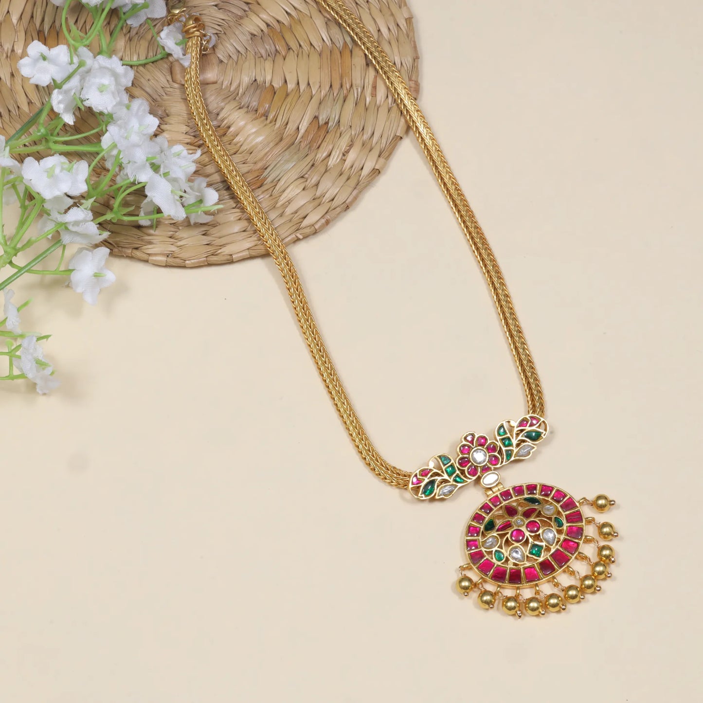 Jadau Kundan Traditional Simple Short Necklace