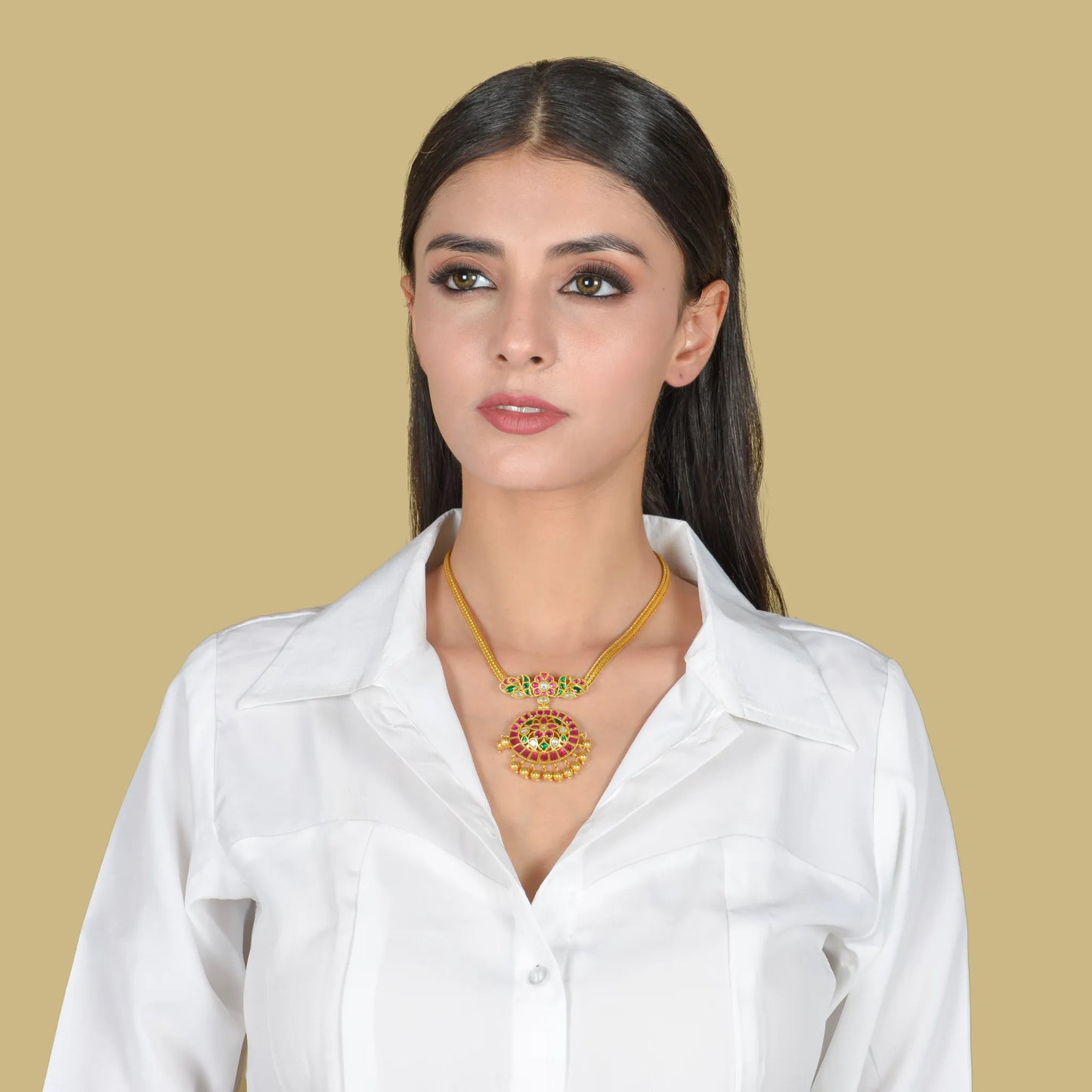 Jadau Kundan Traditional Simple Short Necklace