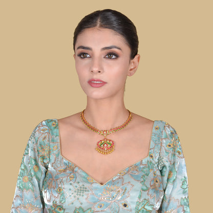 Beautiful Classic Simple Jadau Kundan Gold Plated Short Necklace