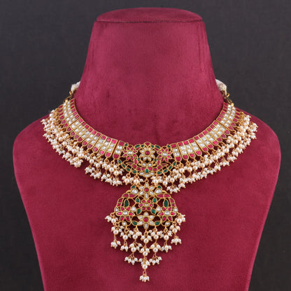 Bridal Heavy Look Designer Jadau Kundan Necklace with Pearl Hangings