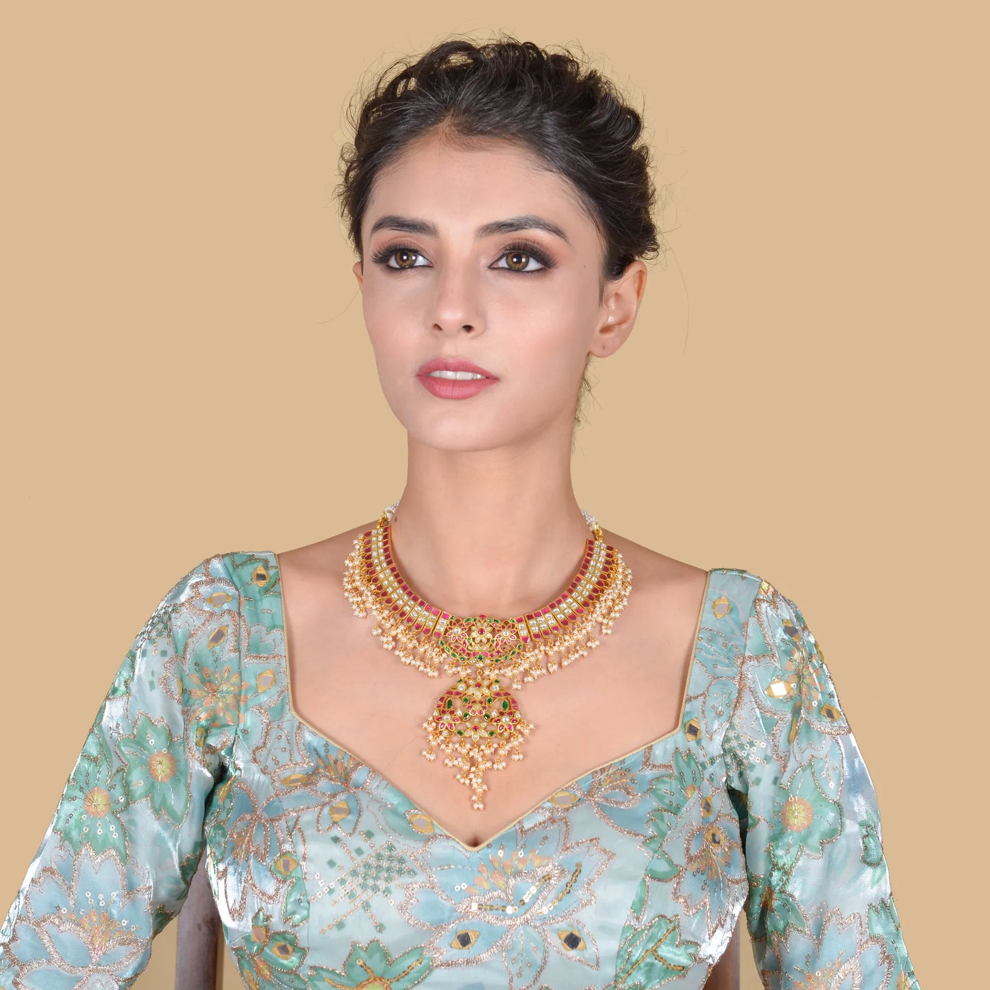 Bridal Heavy Look Designer Jadau Kundan Necklace with Pearl Hangings