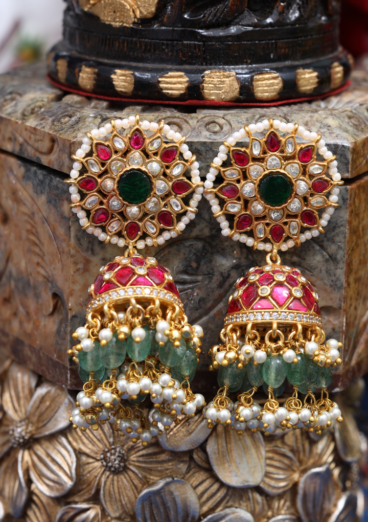 Meera Jadau Kundan Bridal Jhumka Earrings