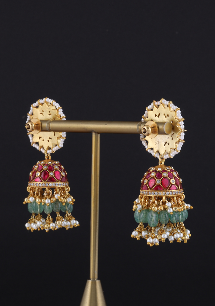 Meera Jadau Kundan Bridal Jhumka Earrings