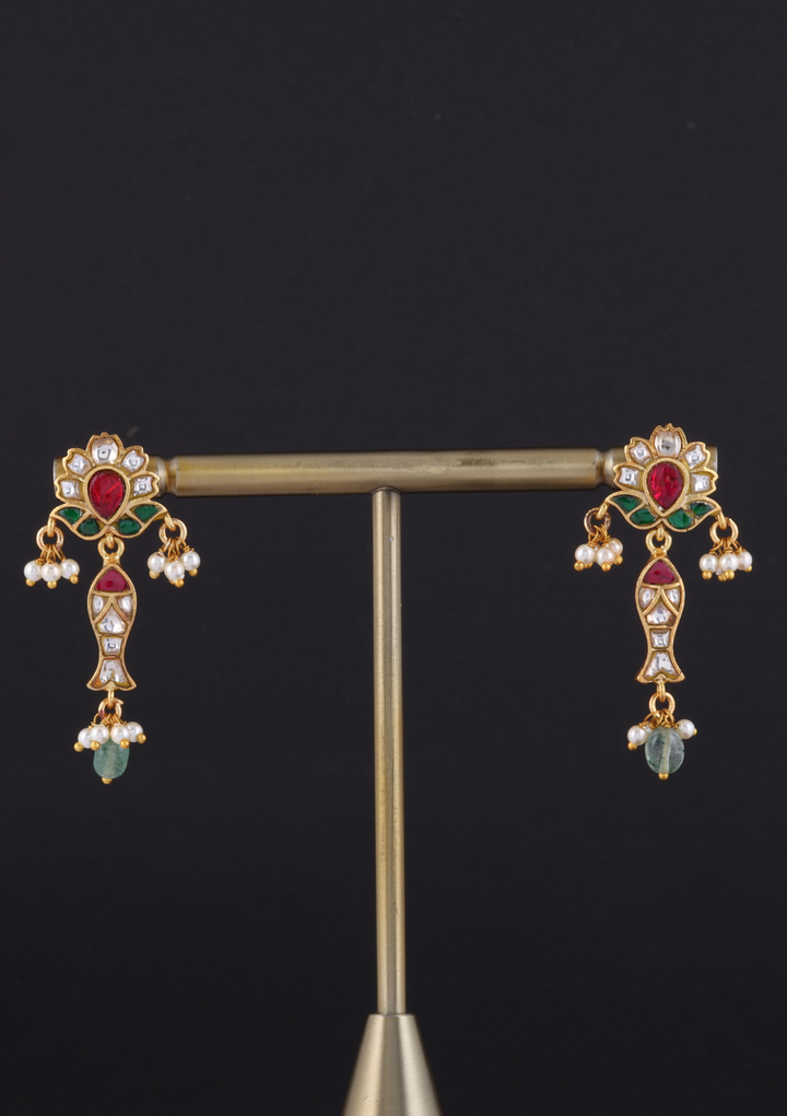 Nutan Jadau Kundan Fish Motif Earrings