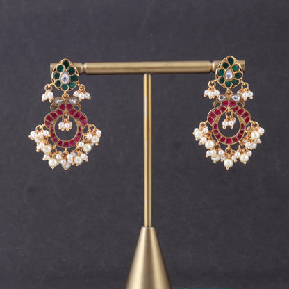 Trendy Jadau Kundan Designer Earrings with Pearl Beads Hangings