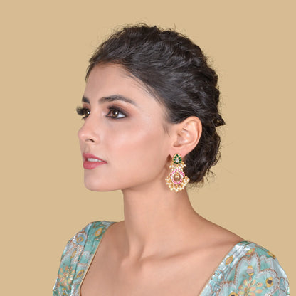 Trendy Jadau Kundan Designer Earrings with Pearl Beads Hangings