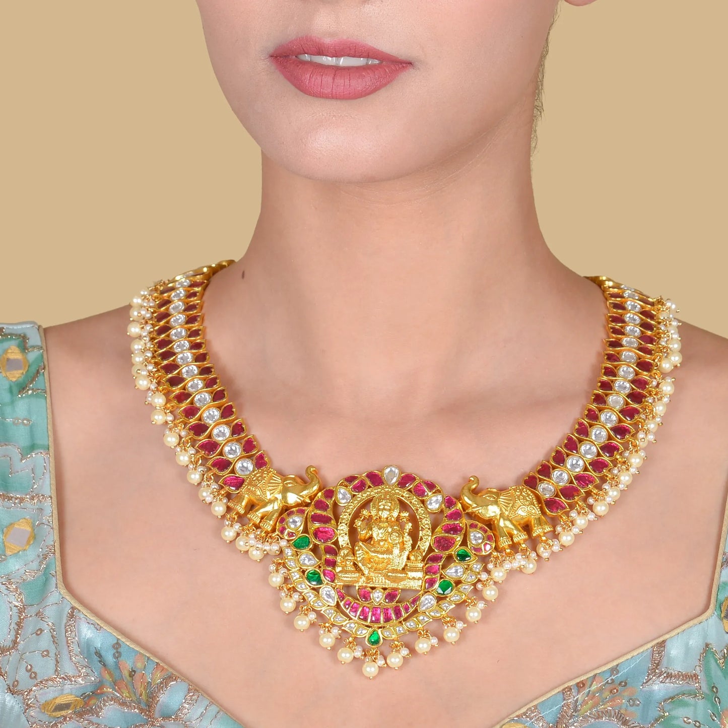 Lakshmi Nakshi Designer Heavy look Jadau Kundan Necklace