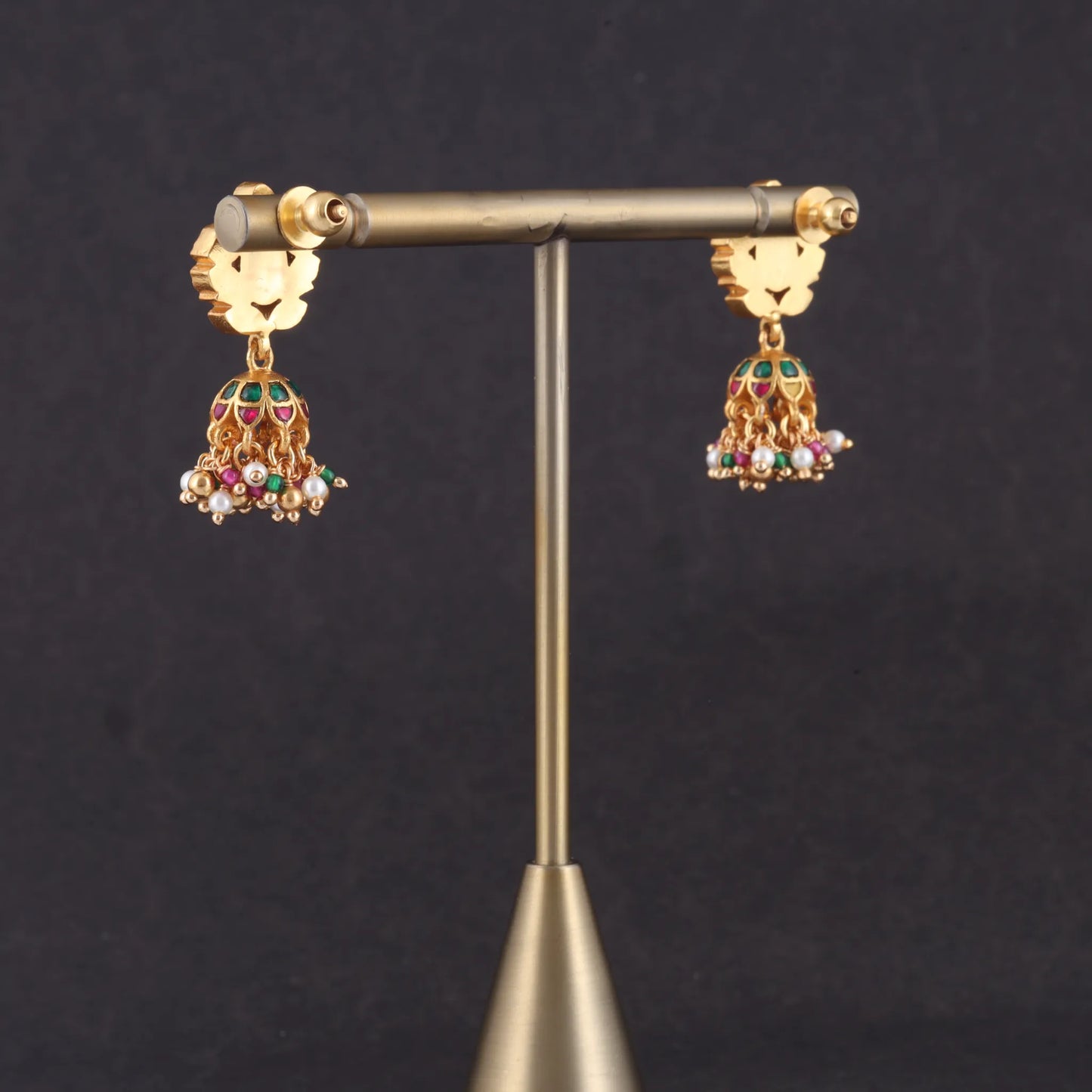 Alluring Designer Jadau Kundan Jhumka Earrings with Pearl Beads