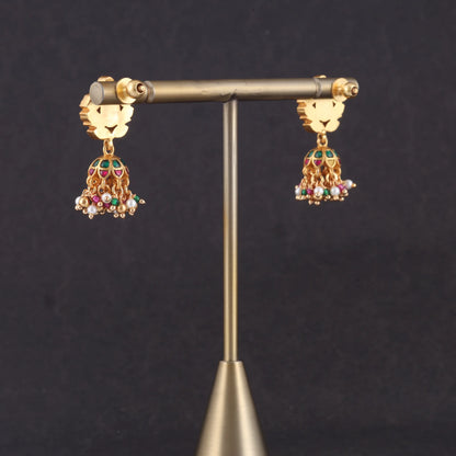 Alluring Designer Jadau Kundan Jhumka Earrings with Pearl Beads