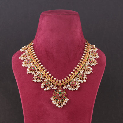 Elegant Guttapusalu Necklace Fine Jadau Kundan work with  Rice Pearls