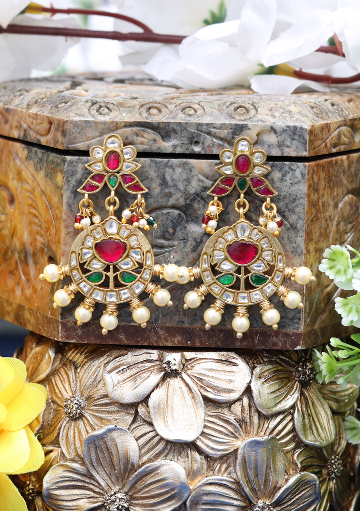 Tukra Jadau Kundan Heavy Earrings