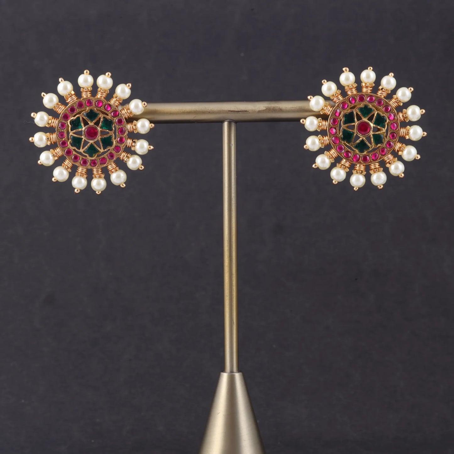 Exclusive Designer Jadau Kundan Stud Earrings with Pearl