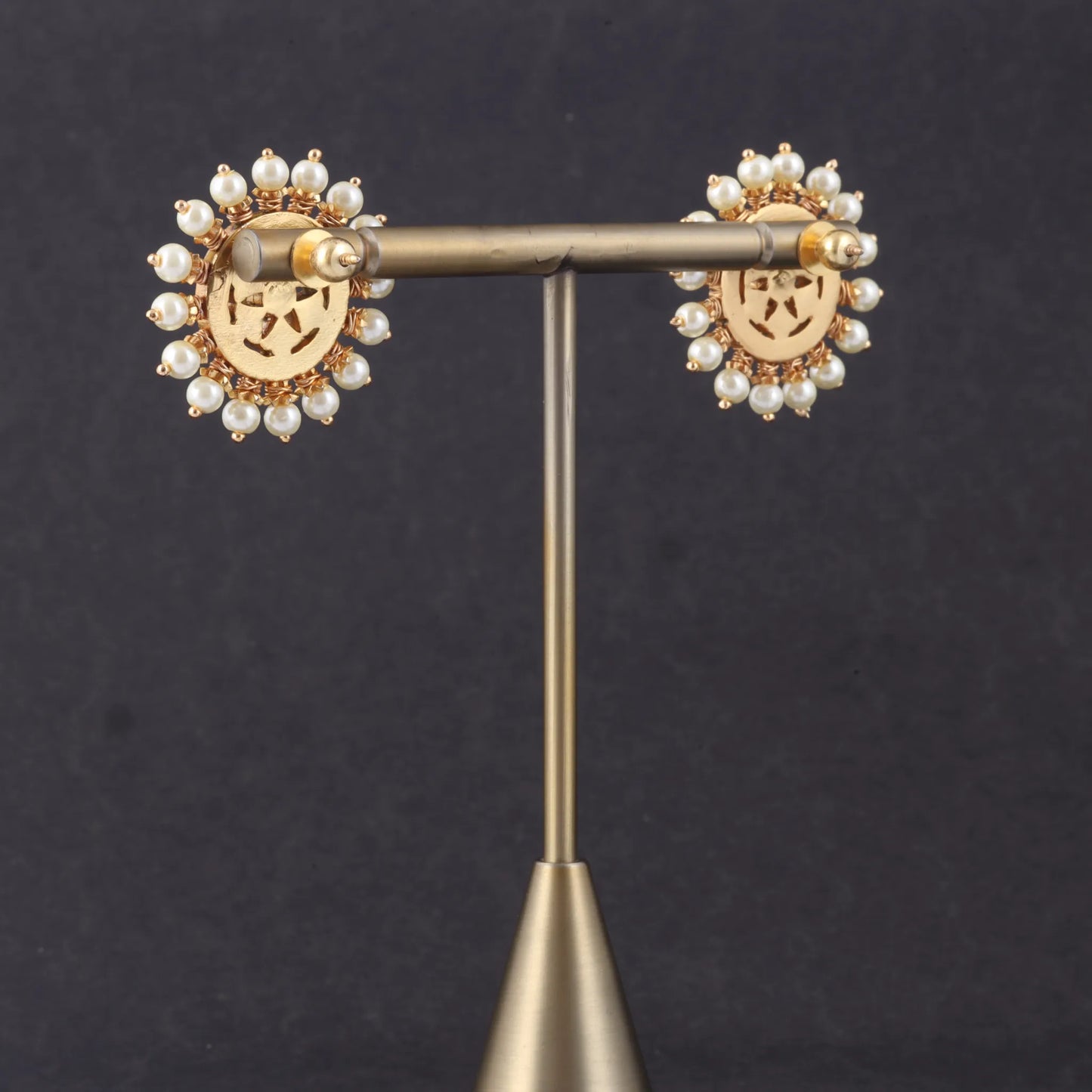 Exclusive Designer Jadau Kundan Stud Earrings with Pearl