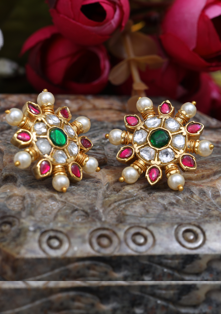 Chakra Jadau Kundan Stud Earrings