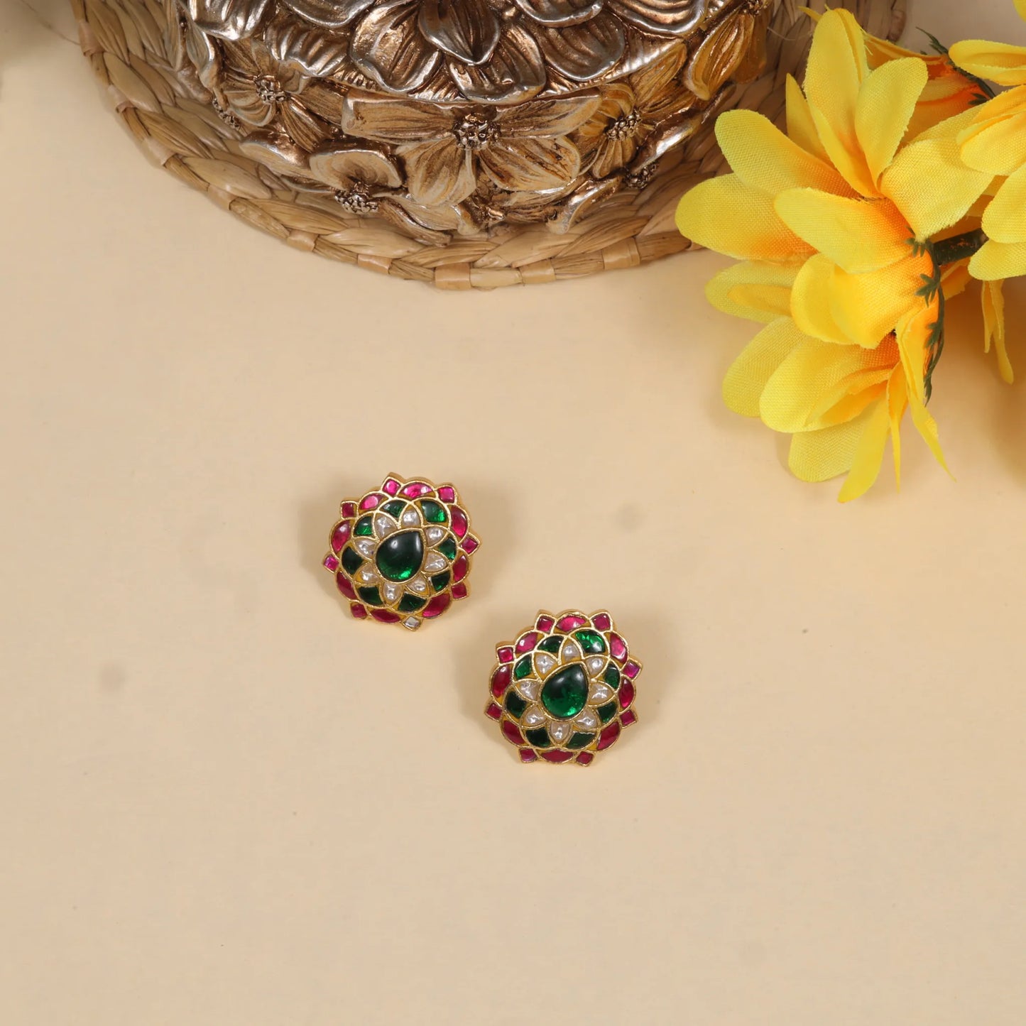 Elite Designer Jadau Kundan Stud Earrings