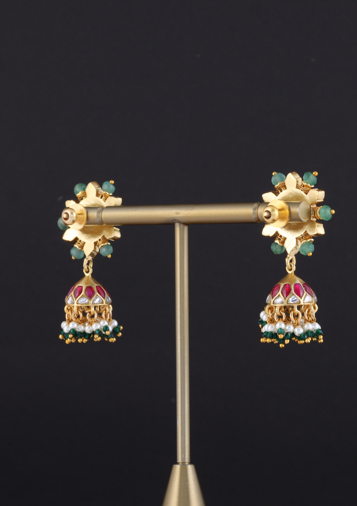 Chandra Jadau Kundan Jhumka Earrings