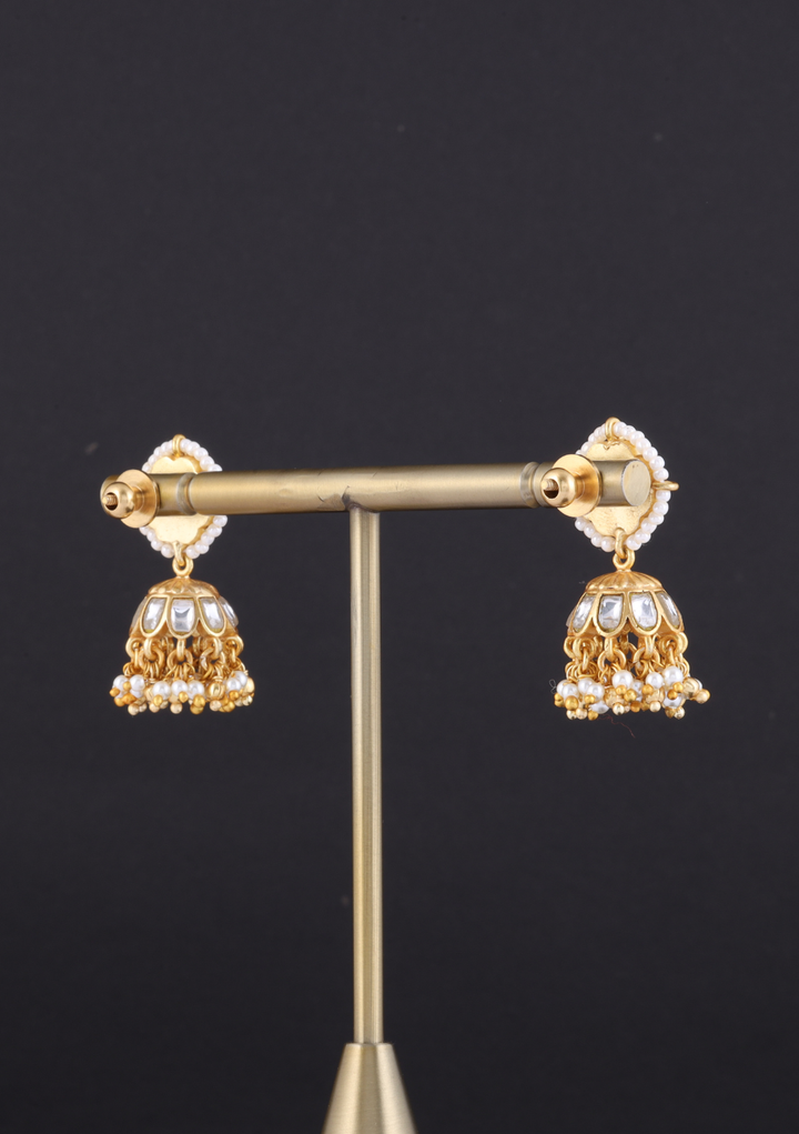 Motiya Jadau Kundan Jhumka Earrings
