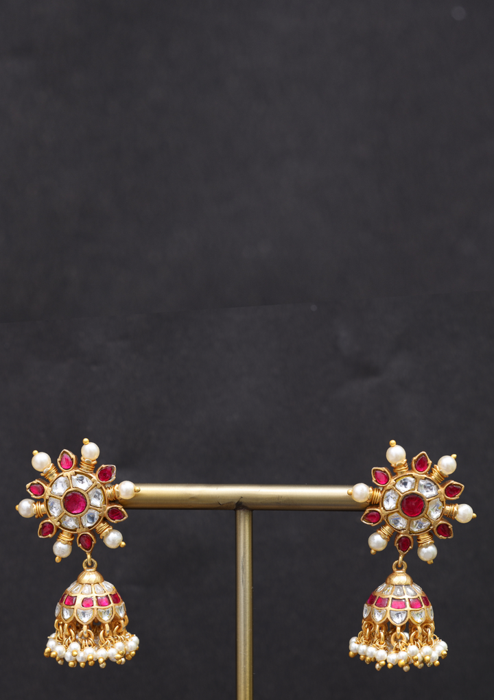 Vriha Jadau Kundan Jhumka Earrings