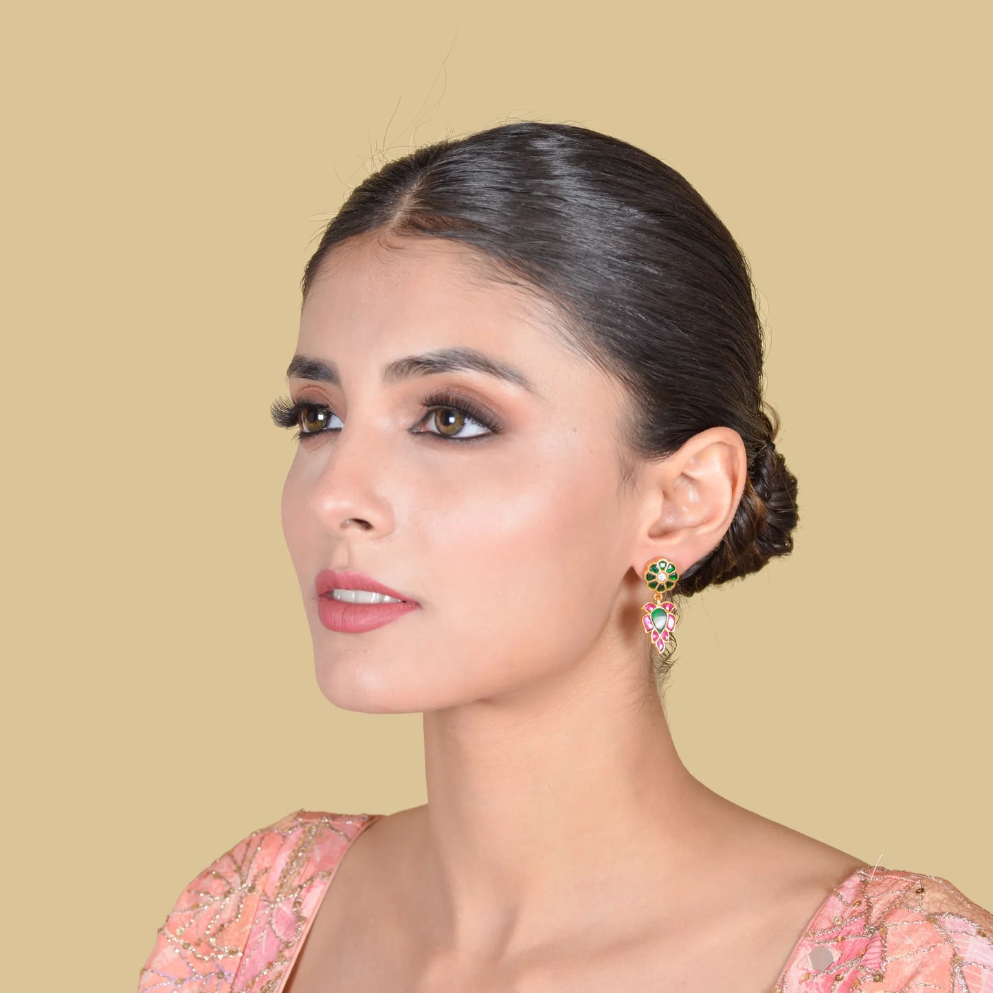 Elite Floral Pattern Jadau Kundan Earrings